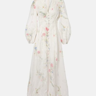 Zimmermann Lucky Floral Linen Lace Maxi Dress