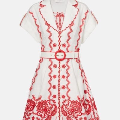 Zimmermann Lucky Embroidered Linen Minidress