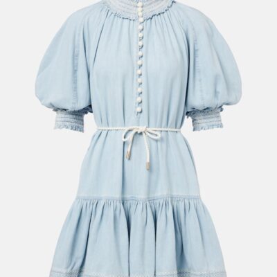 Zimmermann Ascension Ruffled Denim Minidress