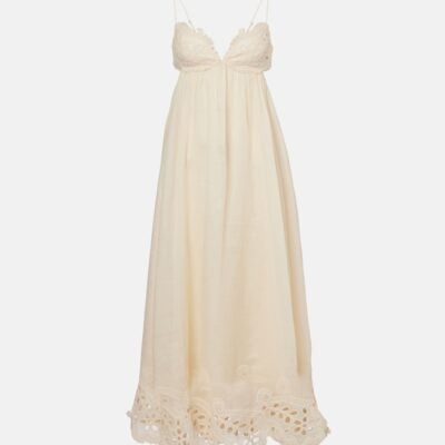 Zimmermann Coco Embroidered Ramie Maxi Dress