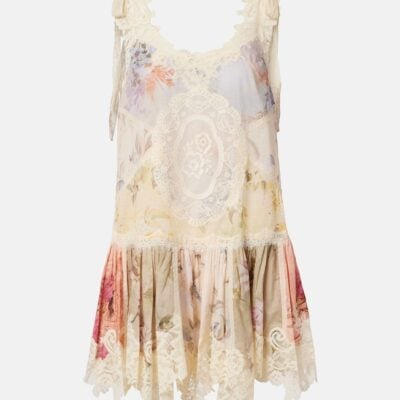 Zimmermann Cascadian Floral Lace Cotton Minidress