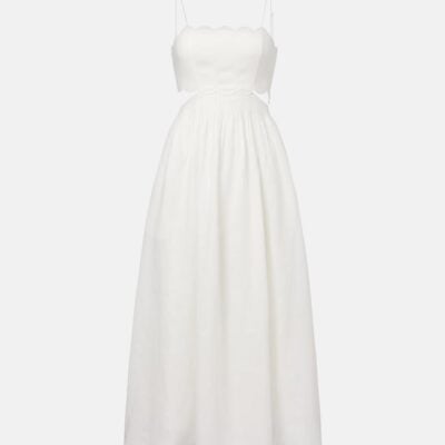 Zimmermann Rhiannon Scalloped Linen Midi Dress