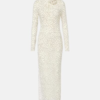 Magda Butrym Floral-Appliqué Polka-Dot Maxi Dress
