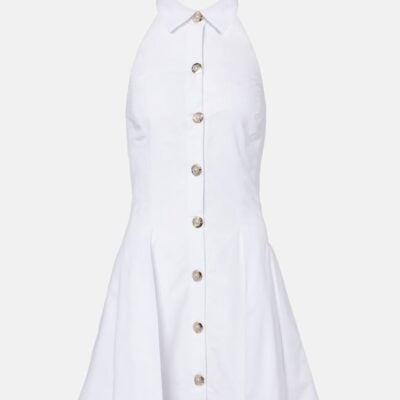 Balmain Halterneck Cotton Poplin Minidress