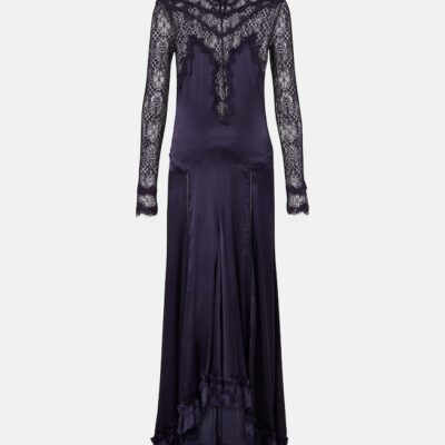 Isabel Marant Dolores Lace-Trimmed Silk-Blend Satin Gown