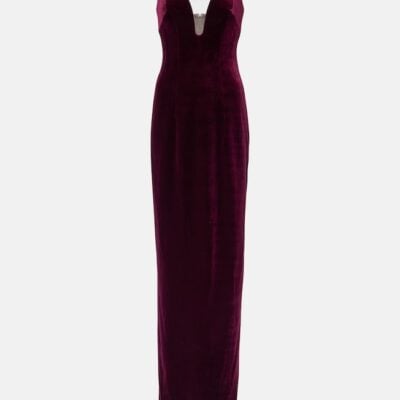 Monique Lhuillier Strapless Velvet Gown
