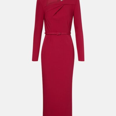 Roland Mouret Belted Crêpe Midi Dress