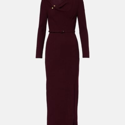 Roland Mouret Draped Belted Wool Crêpe Midi Dress