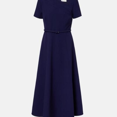 Roland Mouret Asymmetric Belted Crêpe Midi Dress
