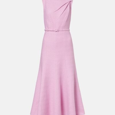 Roland Mouret Asymmetric Belted Bouclé Midi Dress
