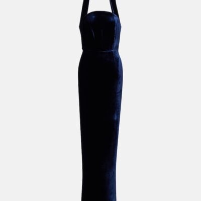 Roland Mouret Scarf-Detail Velvet Corset Gown