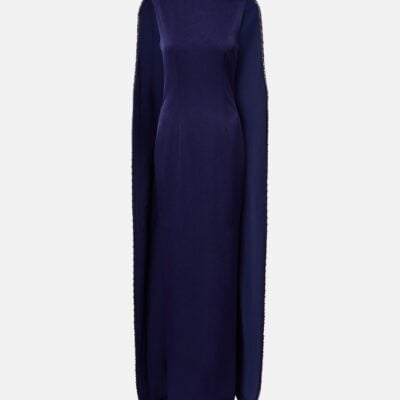 Roland Mouret Embellished Caped Satin Crêpe Gown