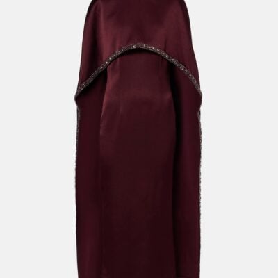 Roland Mouret Embellished Caped Satin Crêpe Midi Dress
