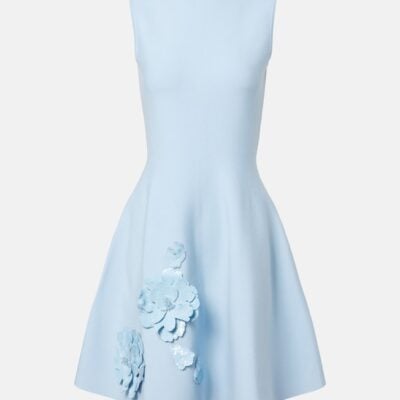 Oscar De La Renta Floral-Appliqué Sequined Minidress