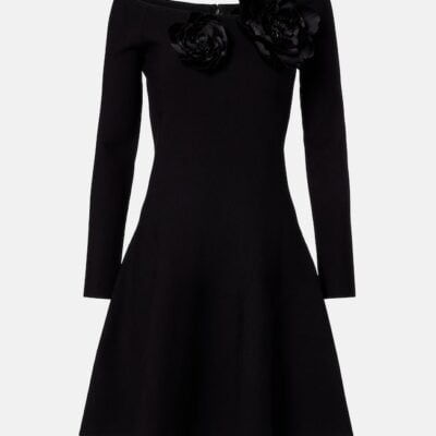 Oscar De La Renta Floral-Appliqué Off-Shoulder Minidress