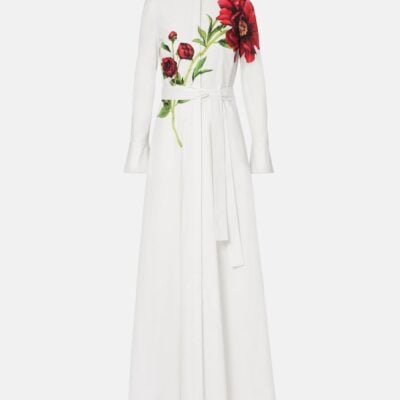 Oscar De La Renta Peony Cotton-Blend Poplin Maxi Dress