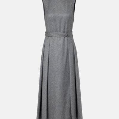 Brunello Cucinelli Belted Virgin Wool Midi Dress
