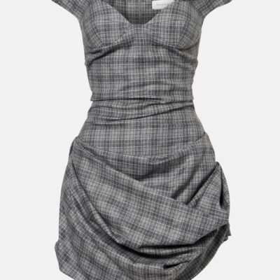 Magda Butrym Ruched Off-Shoulder Wool-Blend Bustier Dress