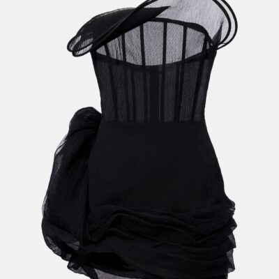 Magda Butrym Floral-Appliqué Tulle Corset Dress