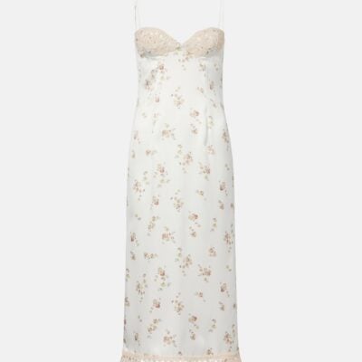 Magda Butrym Floral Crochet-Trimmed Silk Slip Dress