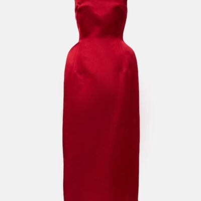 Magda Butrym Off-Shoulder Silk Satin Midi Dress