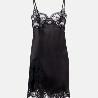 Dolce&Gabbana Lace-Trimmed Silk-Blend Satin Slip Dress