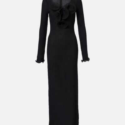Magda Butrym Floral-Appliqués Sheer Maxi Dress