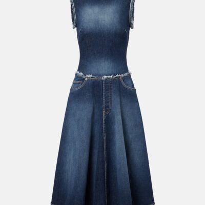 Acne Studios Duffena Distressed Denim Midi Dress