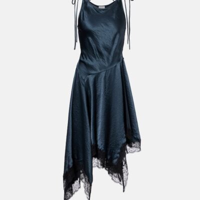 Acne Studios Asymmetric Lace-Trimmed Satin Minidress