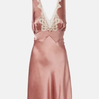 Chloé Lace-Trimmed Silk Satin Minidress