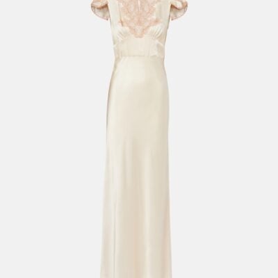 Chloé Lace-Trimmed Silk Satin Maxi Dress