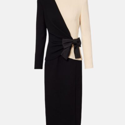 Valentino Silk-Trimmed Virgin Wool Midi Dress