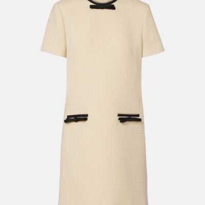 Valentino Bow-Detail Wool-Blend Tweed Minidress
