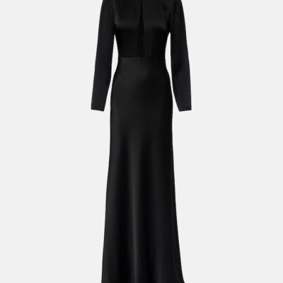 Max Mara Bird Satin Maxi Dress
