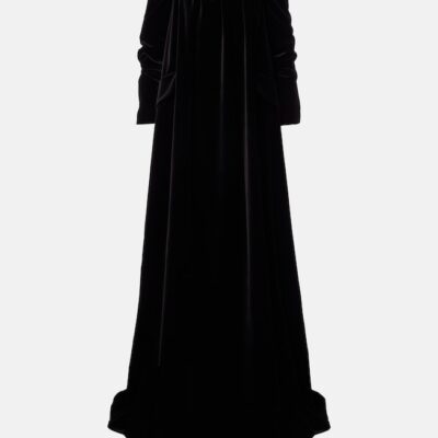 Max Mara Open-Back Cotton Velvet Gown