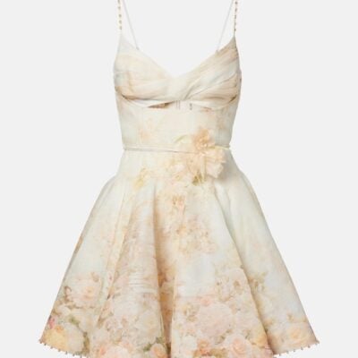 Zimmermann Memento Floral Linen And Silk Minidress