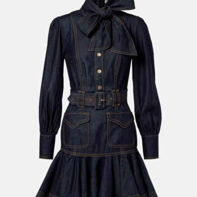 Zimmermann Bow-Detail Cotton Denim Minidress