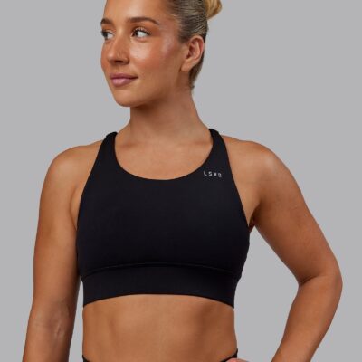 Accelerate Medium Support Sports Bra - Black | LSKD