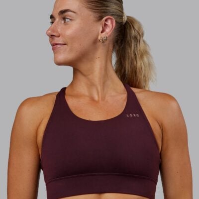 Accelerate Medium Support Sports Bra - Cherry Lacquer | LSKD