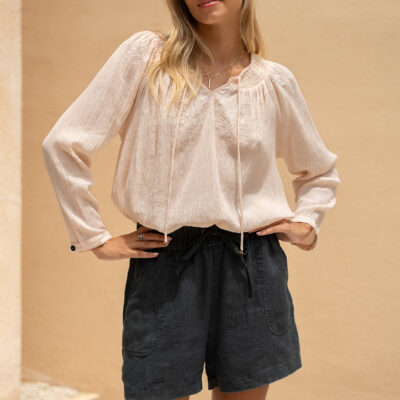 Anika Linen Shorts Charcoal
