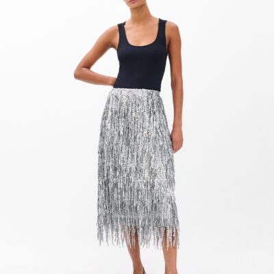 Billie Sequined Tassel Midi Skirt