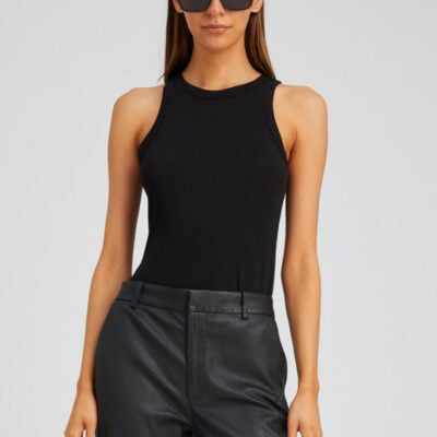 Black Cotton Racer Tank
