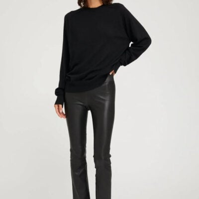 Black Leather Ankle Flare