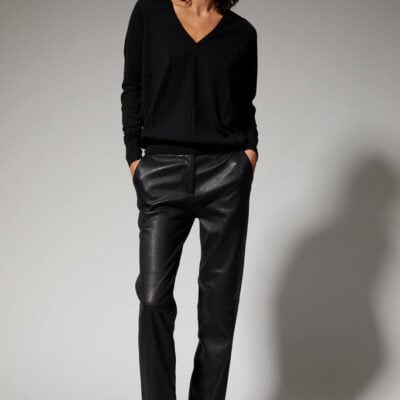 Black Leather Sophia Cigarette Trousers