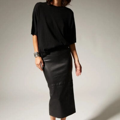 Black Leather Tube Skirt