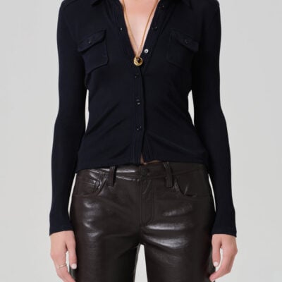 Clea Shrunken Shirt in Navy