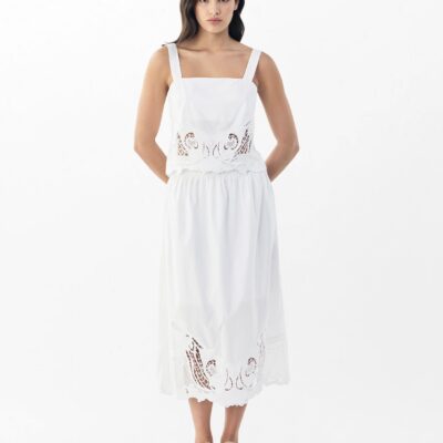 Clem Lace-Trim Poplin Skirt