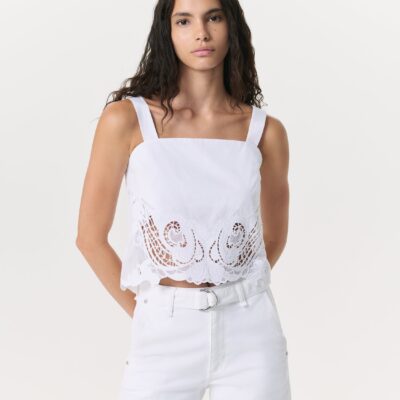 Clem Lace-Trim Poplin Tank Top