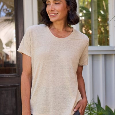 Clovelly Linen T-Shirt Stone