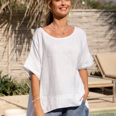 Costa French Linen and Cotton Top White